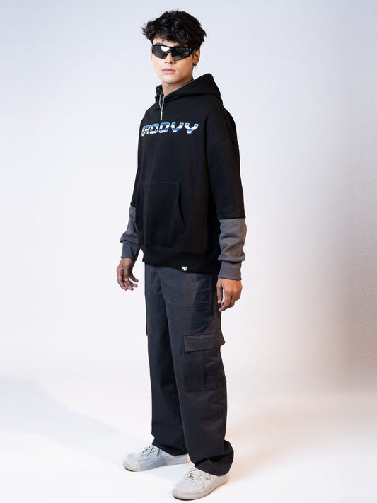 Black Oversized Hoodie Black Colorblock Product Shot – Colorblock Hoodie – GROOVY Pakistan