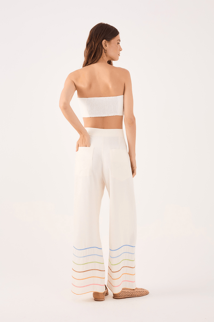 Colorful Waves Embroidered Linen Pants