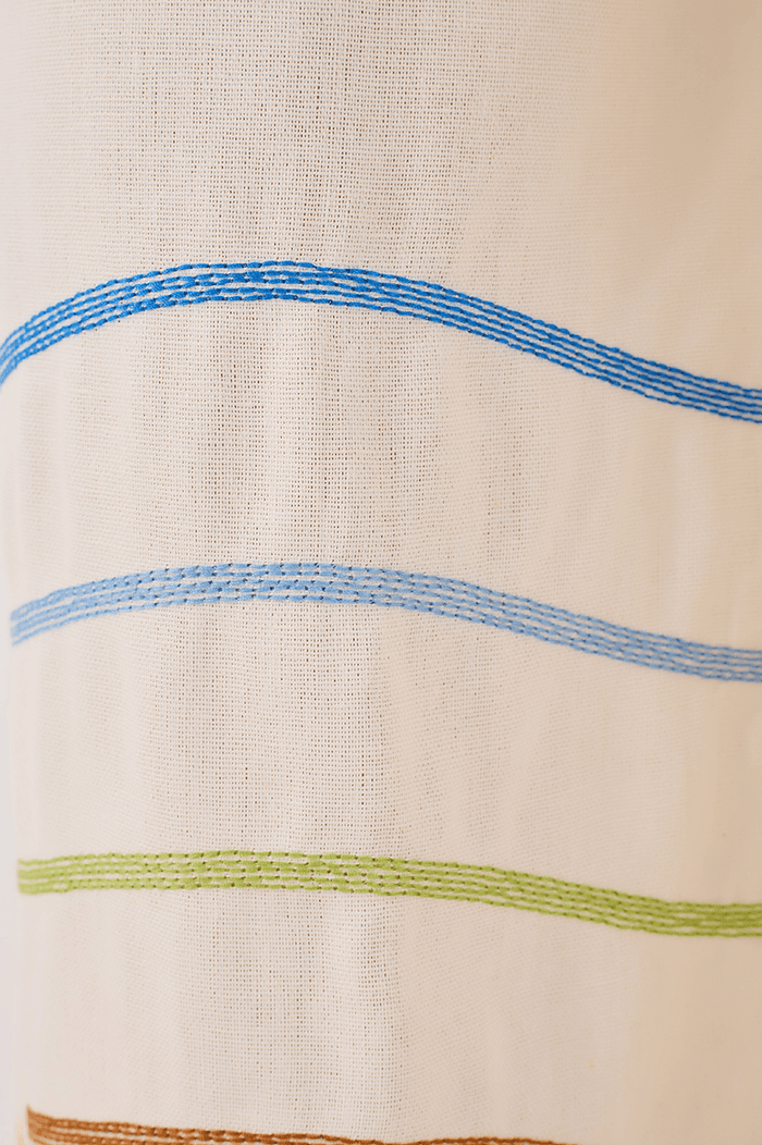 Colorful Waves Embroidered Linen Pants