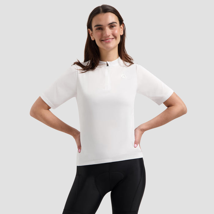 Rogelli Core fietsshirt dames wit korte mouw gedragen voorkant.
