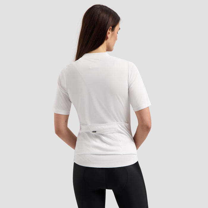 Rogelli Core fietsshirt dames wit korte mouw gedragen achterkant.