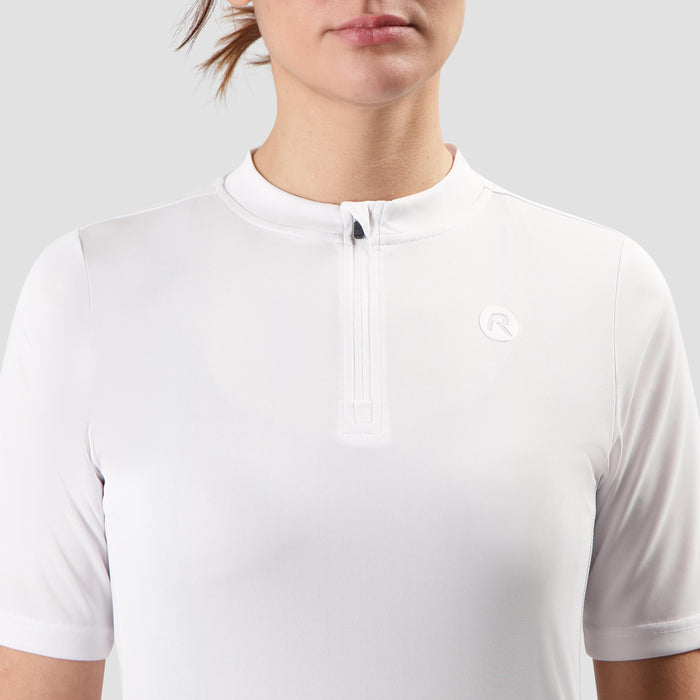 Detail van Rogelli Core fietsshirt dames wit korte mouw voorkant.