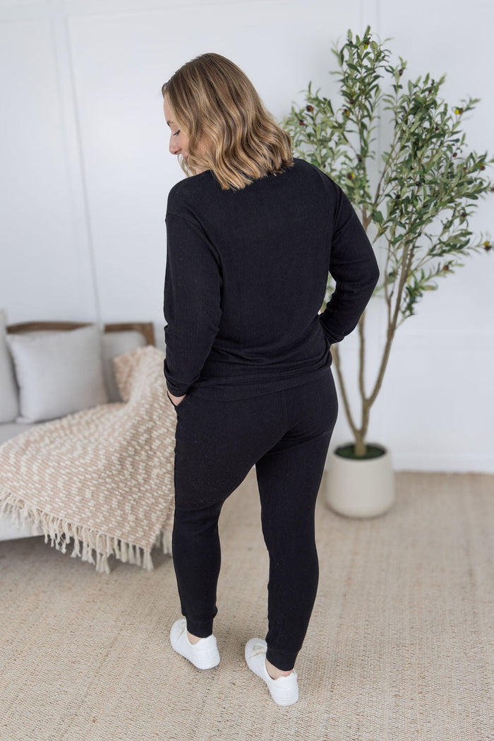 Corrine Ribbed Joggers - Black by Michelle Mae RESTOCK