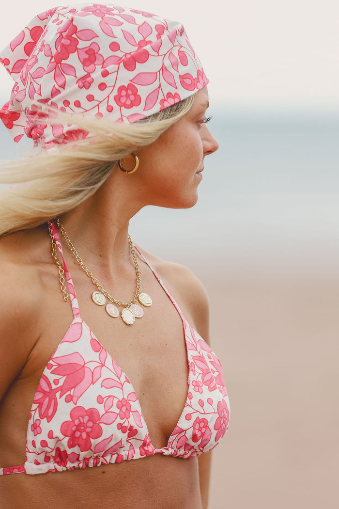 Cotton Floral Bikini In A Bag | Pink