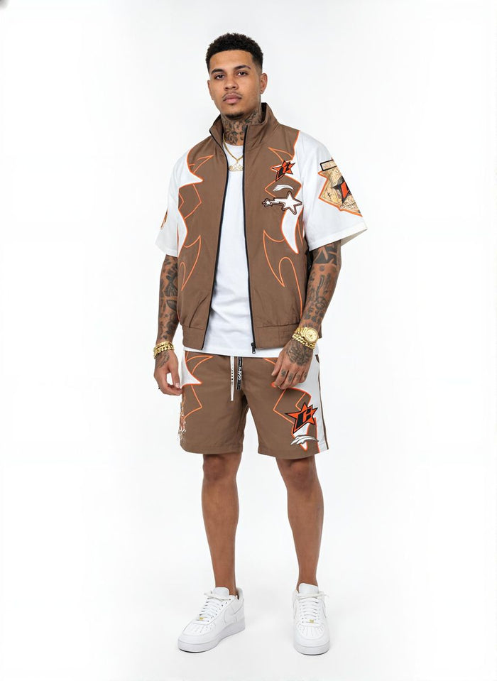CRAFTED FASHION SHORT SET - CR576 - BROWN