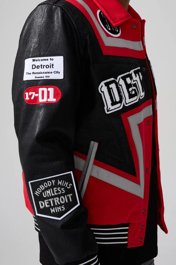JORDAN CRAIG DETROIT PITCREW VARSITY JACKET - 91652 - RED