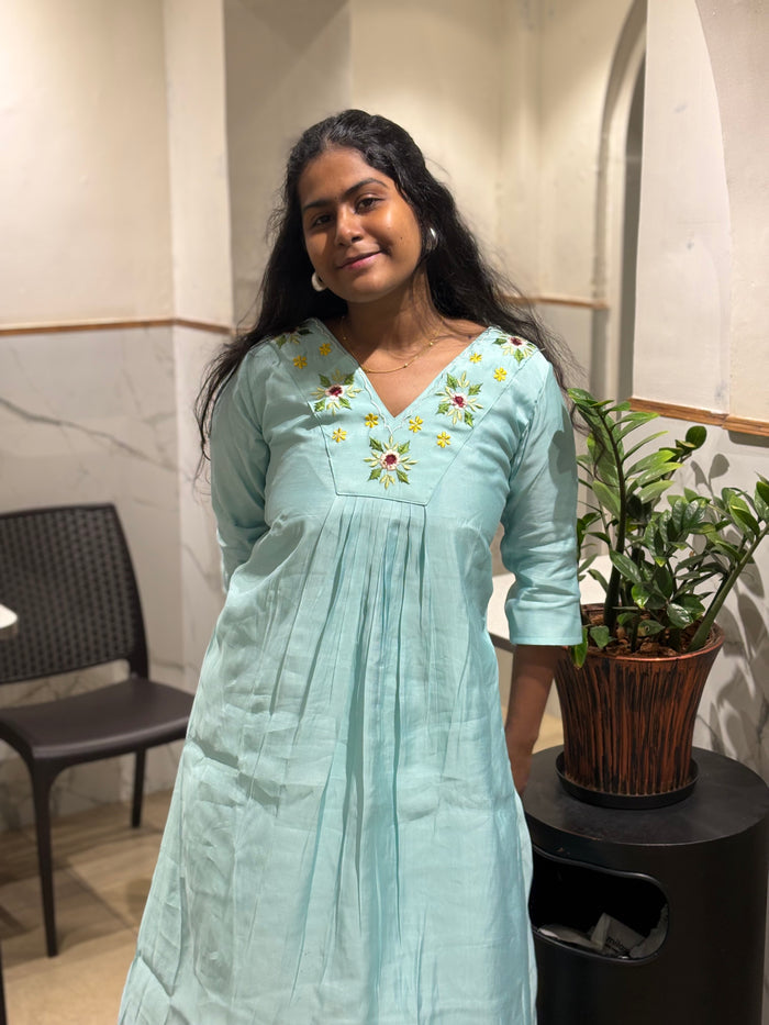 Cyan Embroidery Maxi