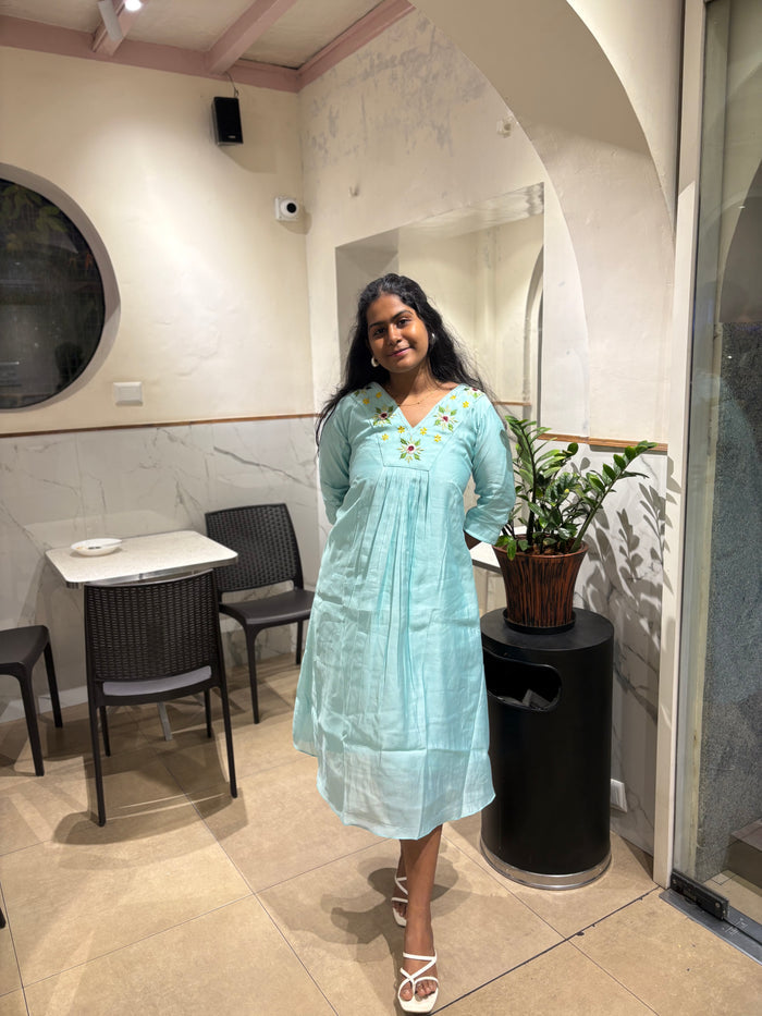 Cyan Embroidery Maxi