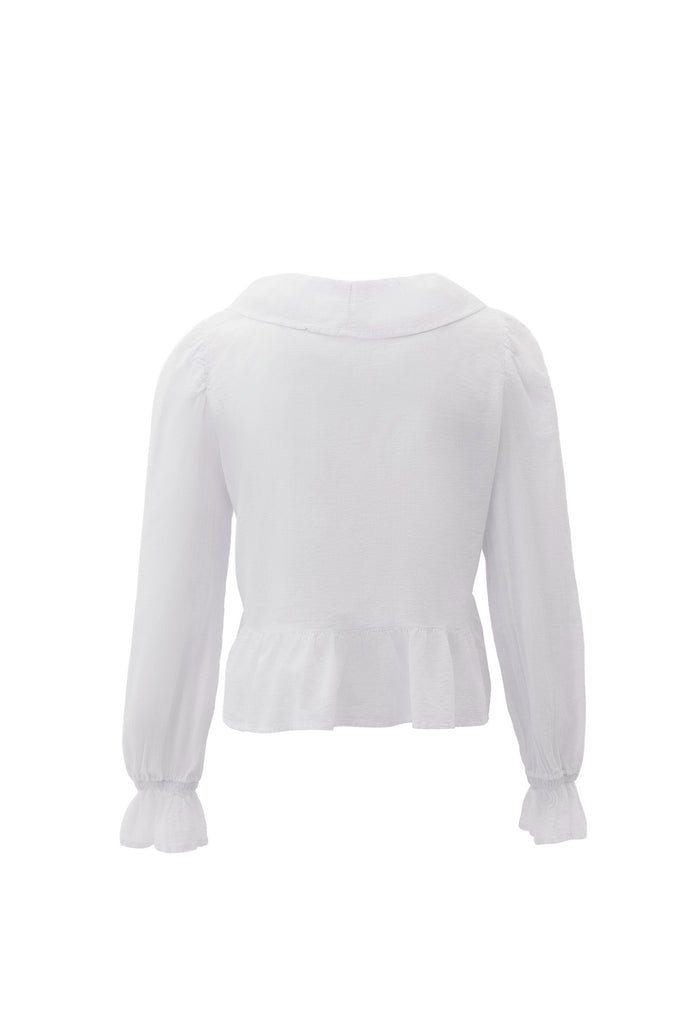 Deep Neck Blouse - WHITE