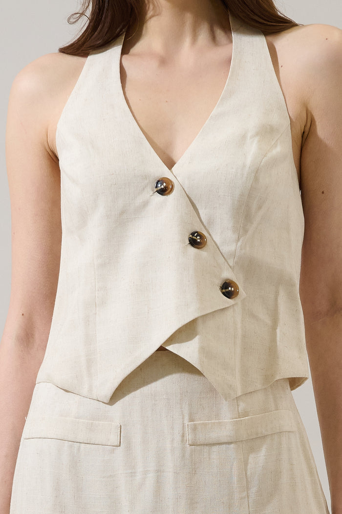 Desery Linen Asymmetric Vest Top