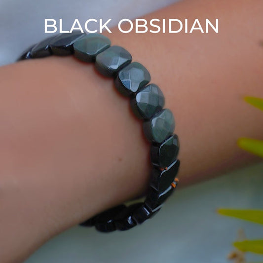 🖤 Designer Beads – Black Obsidian Protection Bracelet