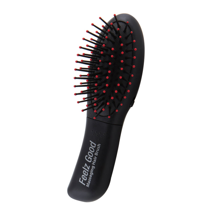 Zadro MB05 705004419734 product photo front view, detangling hair brush with feelz good massager in front of a white background