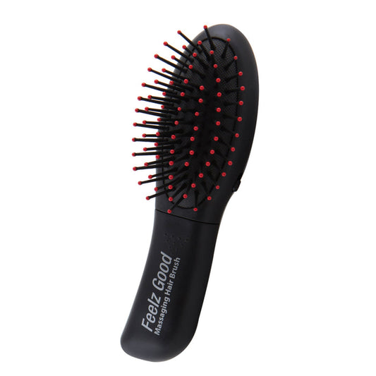 Zadro MB05 705004419734 product photo front view, detangling hair brush with feelz good massager in front of a white background