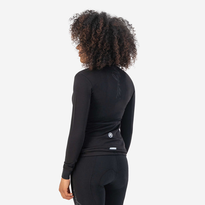 Rogelli Distance fietsshirt dames zwart lange mouw gedragen achterkant.