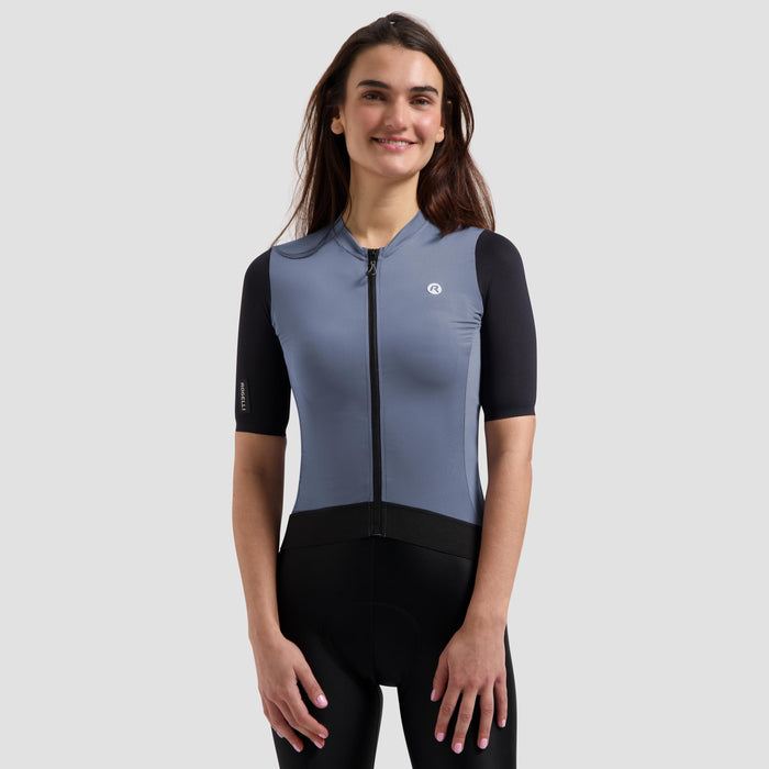Rogelli Distance II fietsshirt dames blauw korte mouw gedragen voorkant.
