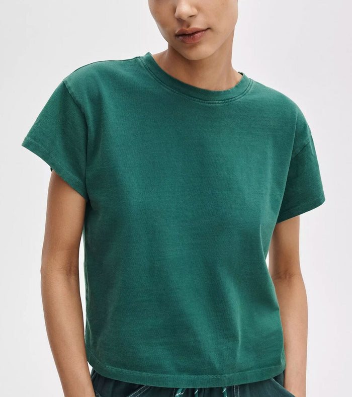 Distressed Wash Kelly Boxy Tee-Tee Shirts-Uniquities