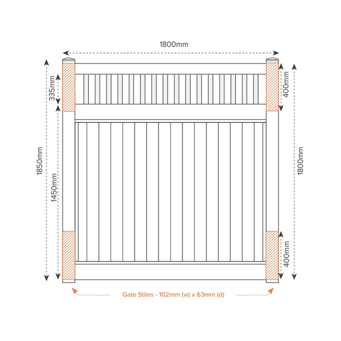 Oxworks East Hampton PVC Gate, 1800mm Wide x 1800mm High, - Image 2