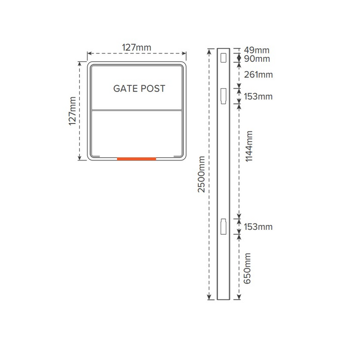 Oxworks East Hampton PVC Gate Post, 127 x 127 x 2500mm, - Image 2