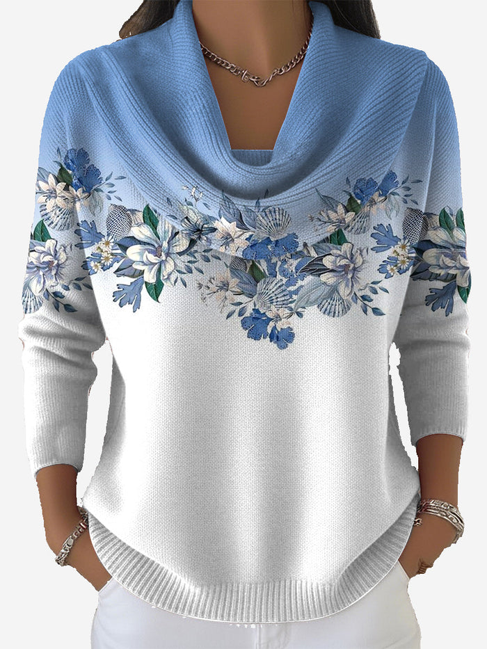 Elarionne - Pull Doux à Imprimé Fleuri
