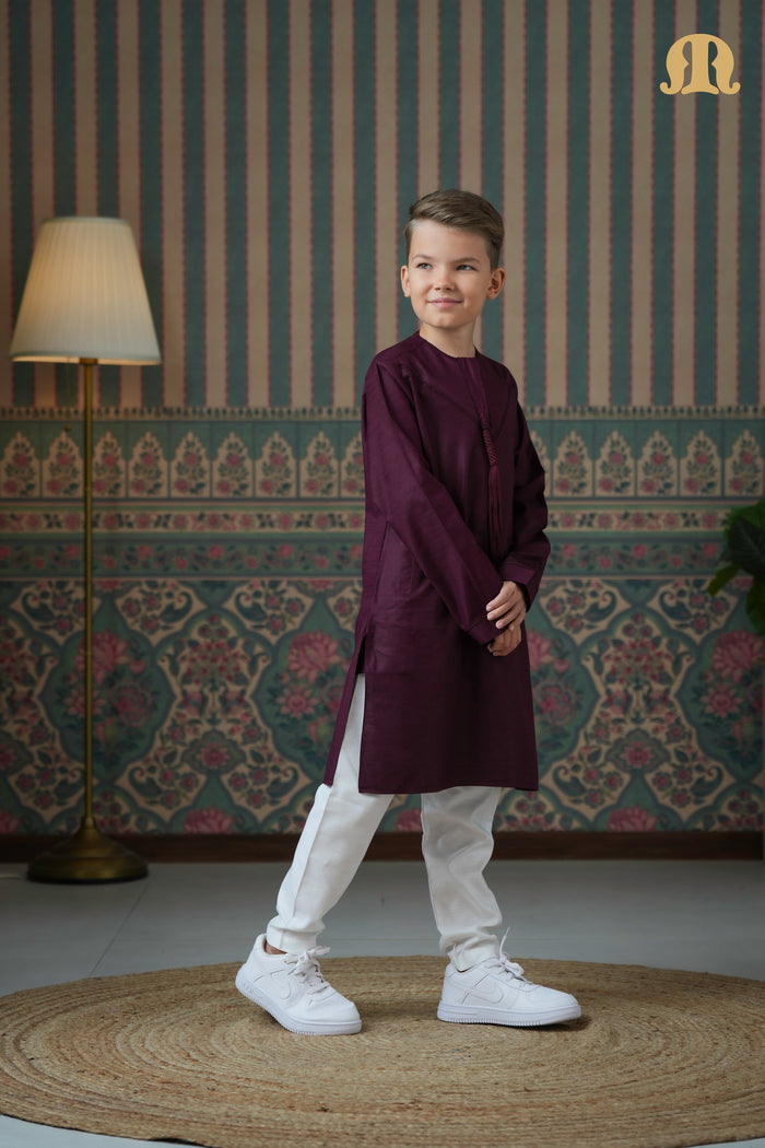 Emrati Kurta Set Maroon For Boys