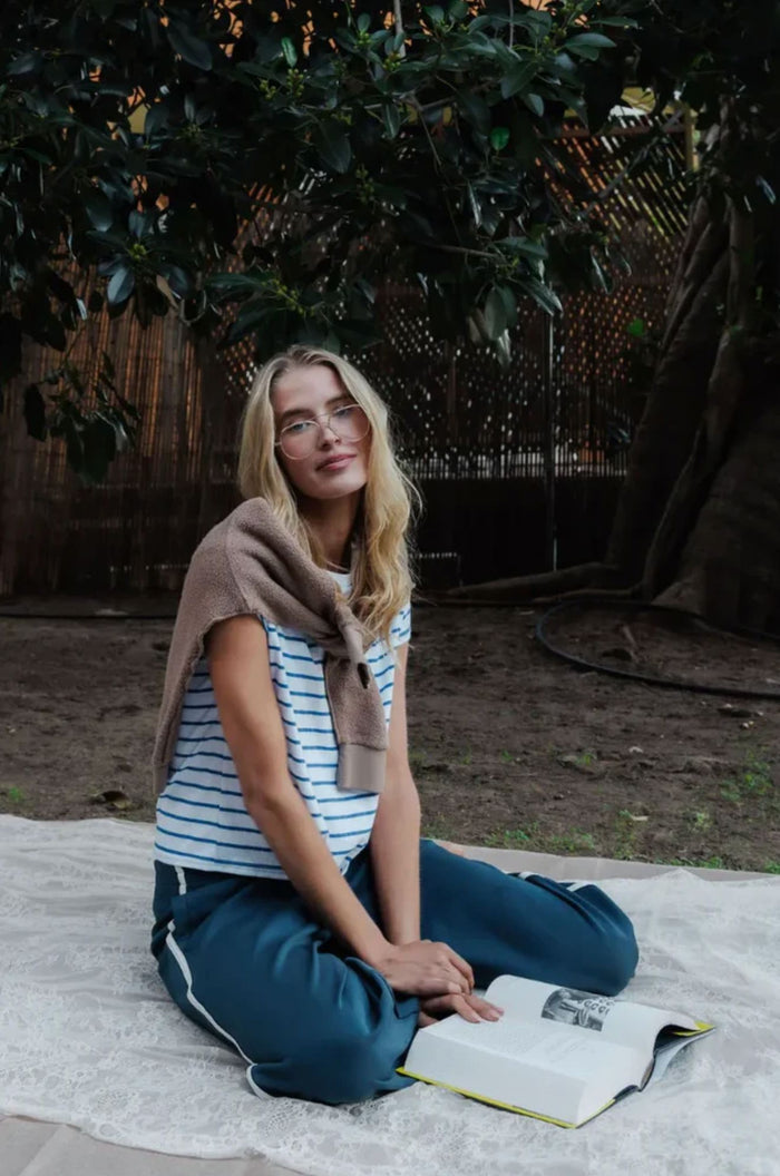Everett Stripe Boxy Tee-Tee Shirts-Uniquities