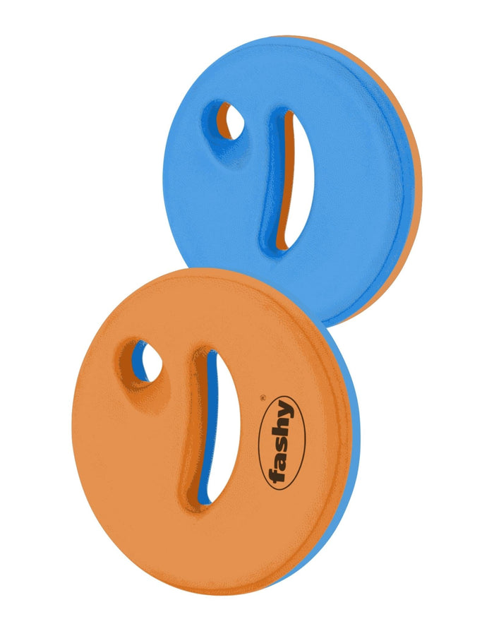 Orange blue plastic aqua jogging discs leash with ankle loop