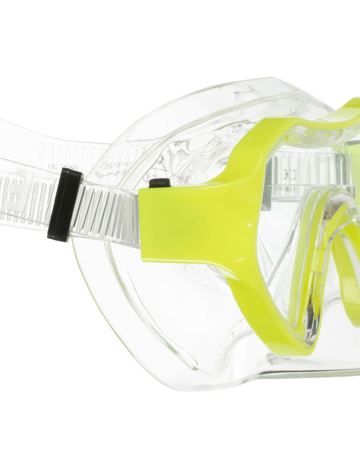 Fashy yellow children snorkel set with clear mask and adjustable strap
