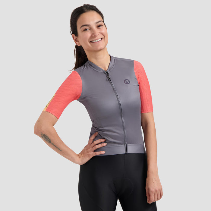 Rogelli Fast fietsshirt dames grijs korte mouw gedragen voorkant.