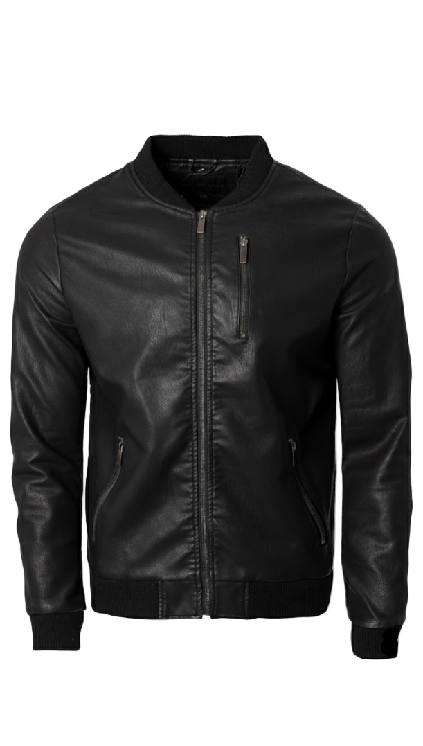 Faux Leather Bomber Jacket