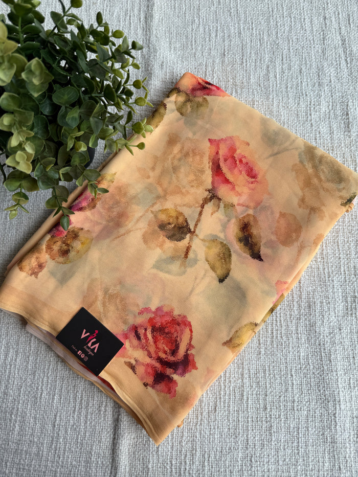 Floral printed georgette saree