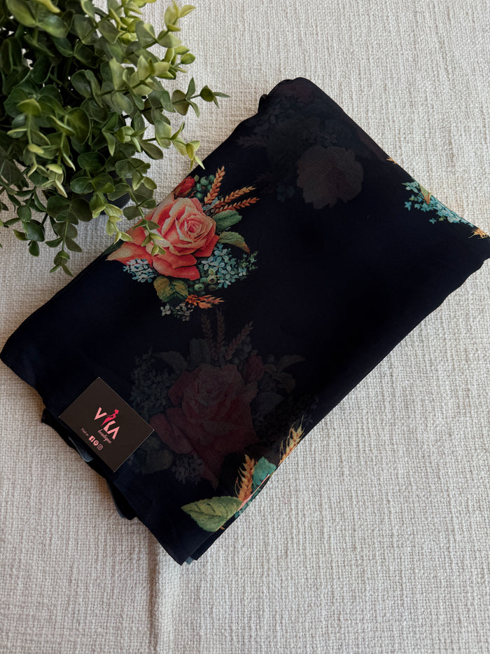 Floral printed georgette saree