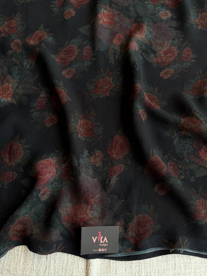 Floral printed georgette saree