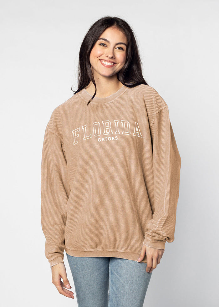 Florida Gators Unisex Latte Oversized Premium cotton corded fleece Sweatshirt with Super soft hand feel, vintage wash and ribbed crew neckline, cuffs, and hemline