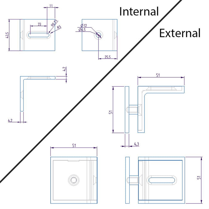 Forge Frameless Shower Screen Bracket Glass to Wall 90 Degrees Adjustable - Chrome - Image 3
