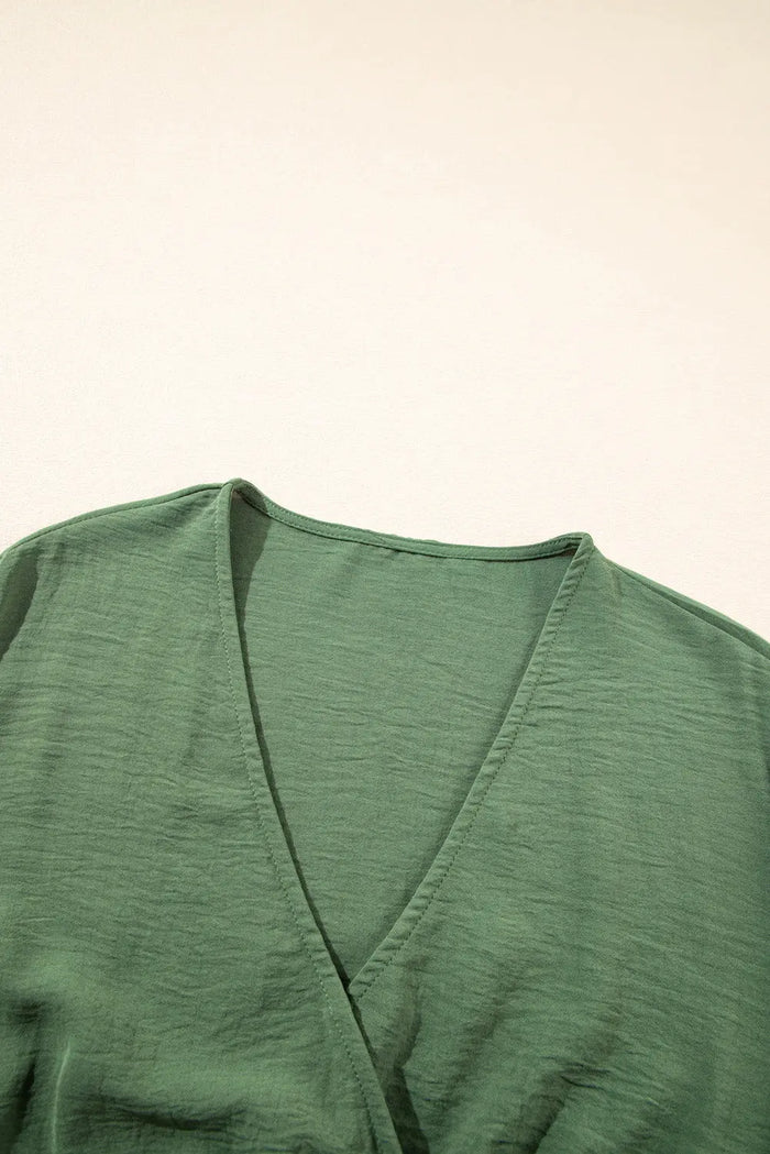 Four Leaf Clover Surplice Neckline Shirred High Waist Plus Size Maxi Dress - Size/Plus Dresses/Plus Dresses