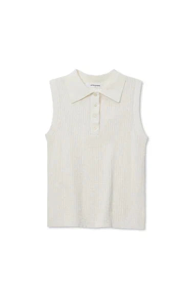 Fran Pointelle Collared Tank-Tops/Blouses-Uniquities