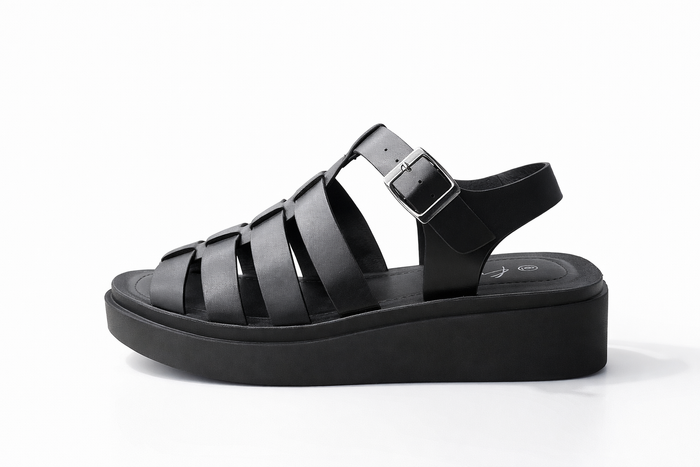 Gemima Wedge Gladiator Sandal Black