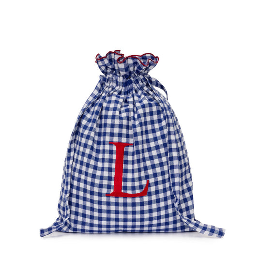 Gingham Drawstring Smalls Bag | Blue