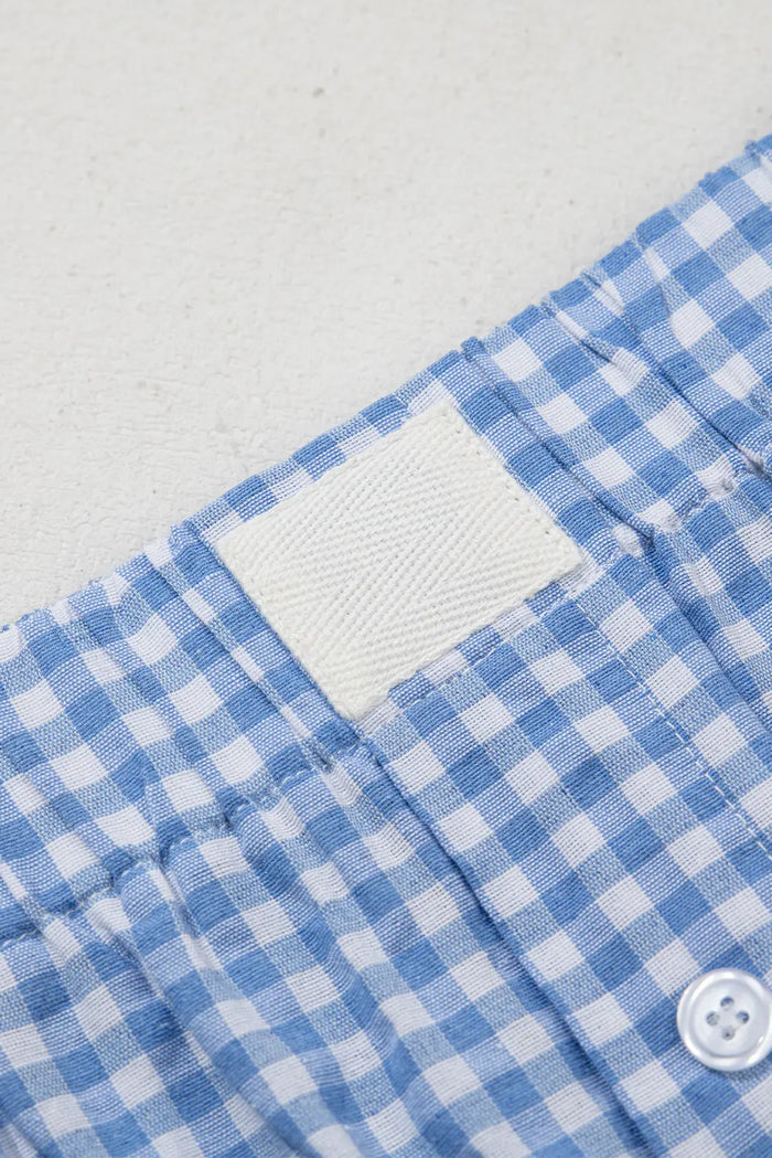 Gingham Printed High Waist Shorts - Bottoms/Casual