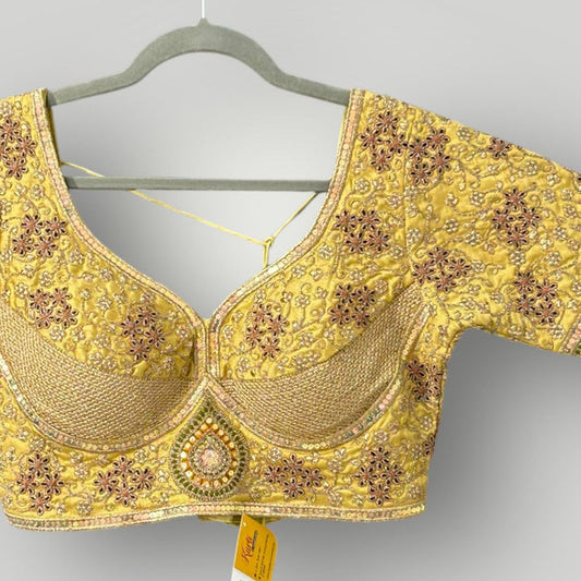Golden Blouse | sabyasachi cut blouse - Kurti Connection USA