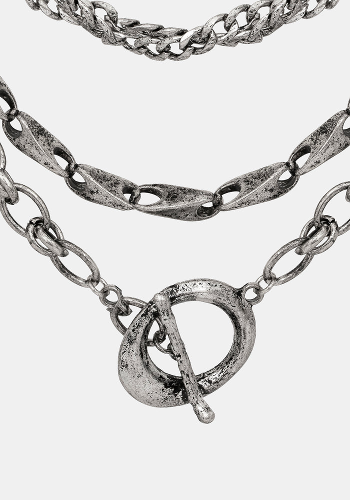 Golia Layered Chain T-Bar Necklace