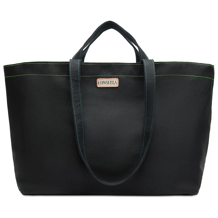 Black Jumbo Bag Consuela, Black Leather Tote Bag, Large Tote Bag