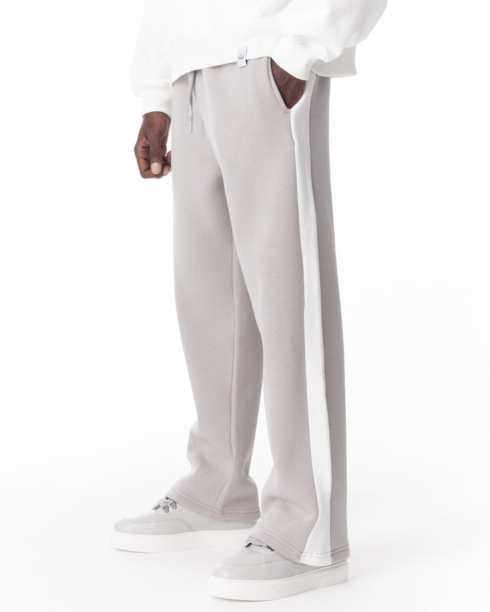 Gray-White Sweatpants With Stripes on Side
