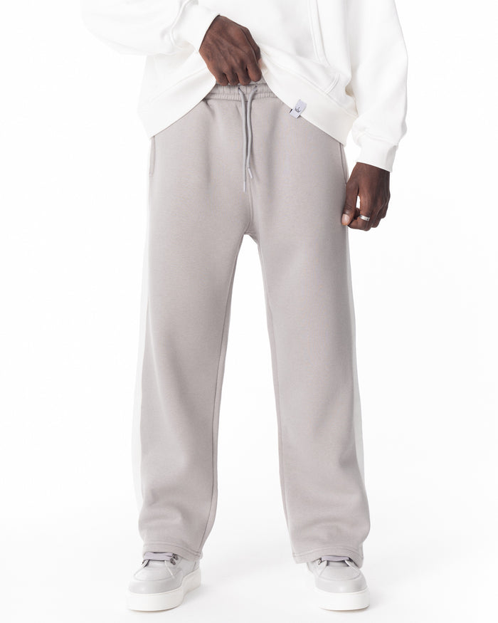 Gray-White Sweatpants With Stripes on Side (2)