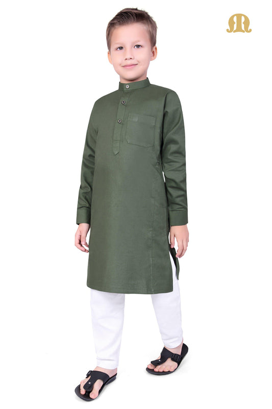 Green Kali Kurta for Boys - Mashroo