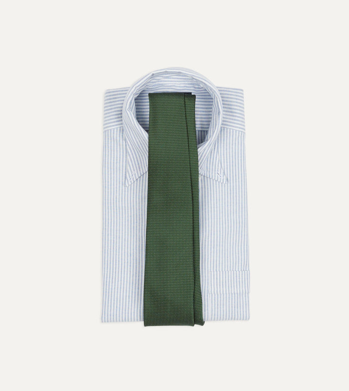 Green Micro Polka Dot Embroidered Tipped Tie