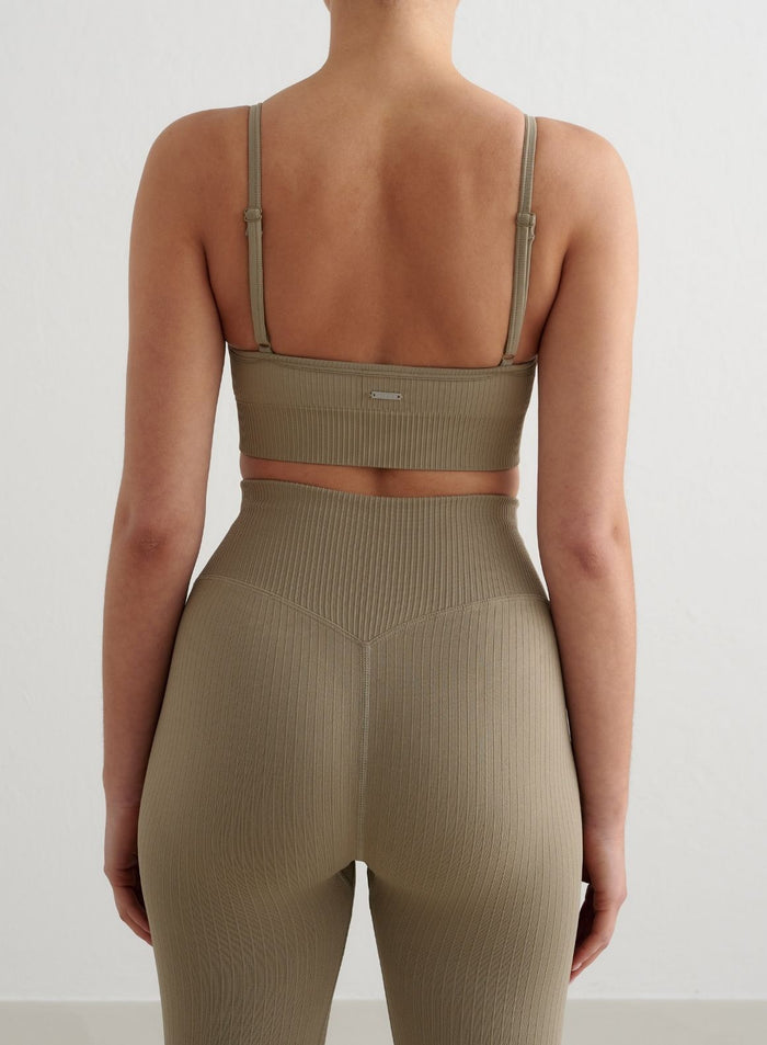 Green Tea Ribbed Seamless Deep Cut Bra