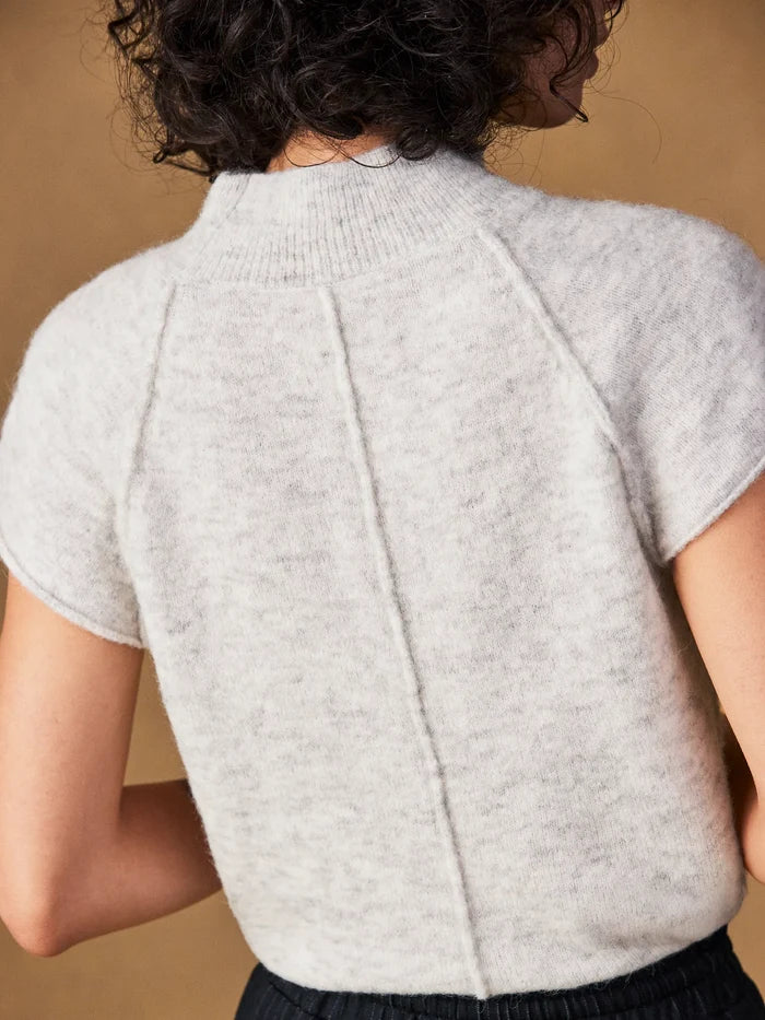 Grey Turtleneck Knit Top with Wool and Alpaca