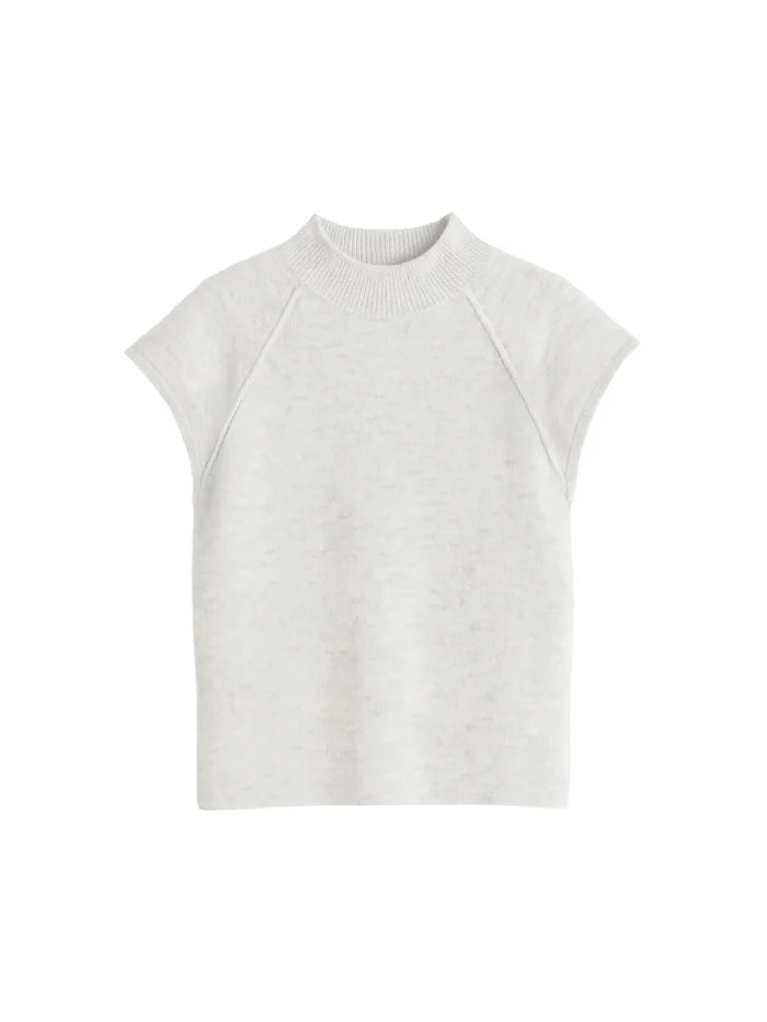 Grey Turtleneck Knit Top with Wool and Alpaca