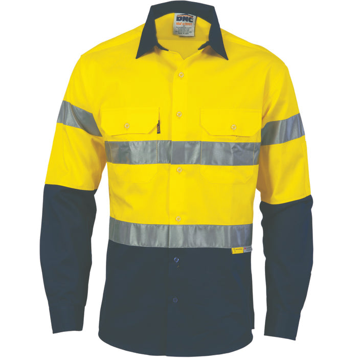 Hi Vis Cool Breeze Cotton Shirt With 3m 8910 R/Tape Long Sleeve 3886